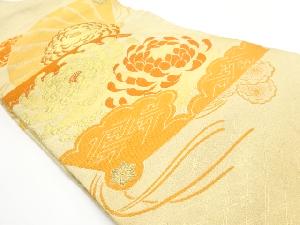 アンティーク　檜扇に菊模様織り出し名古屋帯(材料)